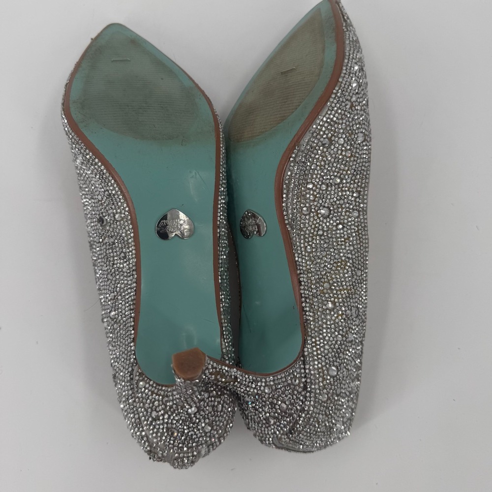 Betsey Johnson Jora Pump Heels Womens Size 11M Silver Rhinestone Pointed Toe - Picture 7 of 8